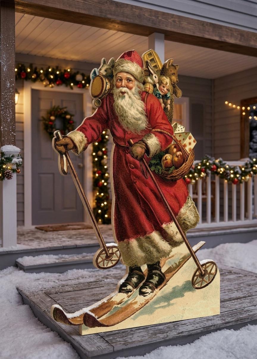 Hand- Painted Vintage Style Santa Claus, Saint Nick, Wooden Cutout Free Standing Decoration, Sign, additional listing photo 2