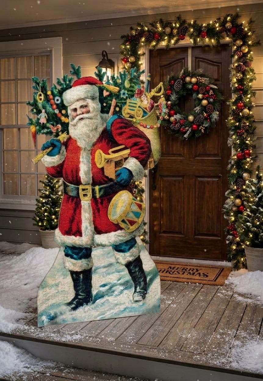 Hand- Painted Vintage Style Santa Claus, Saint Nick, Wooden Cutout Free Standing Decoration, Sign, additional listing photo 8