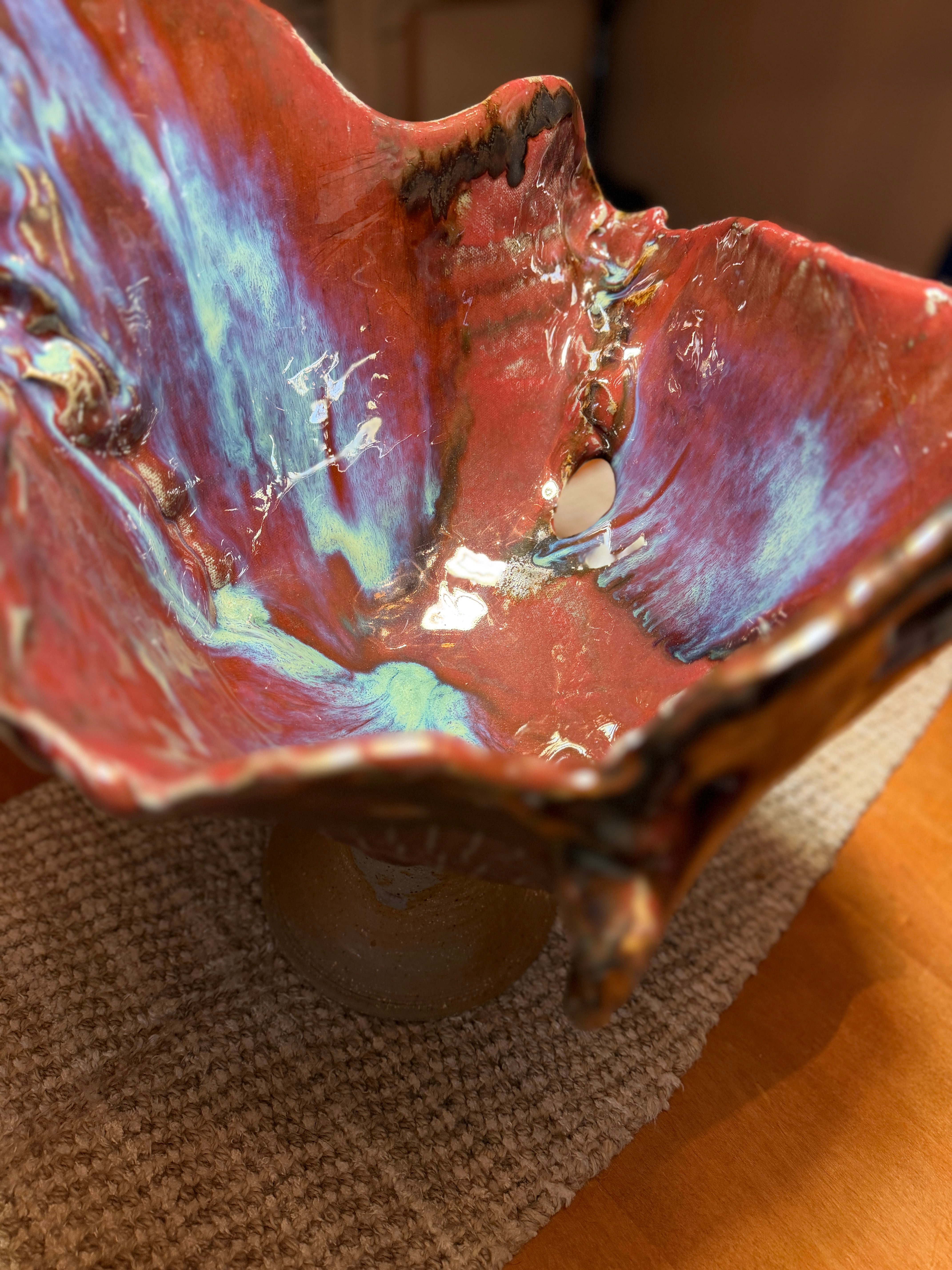 Colorful handmade vase by Tom Sherbondy