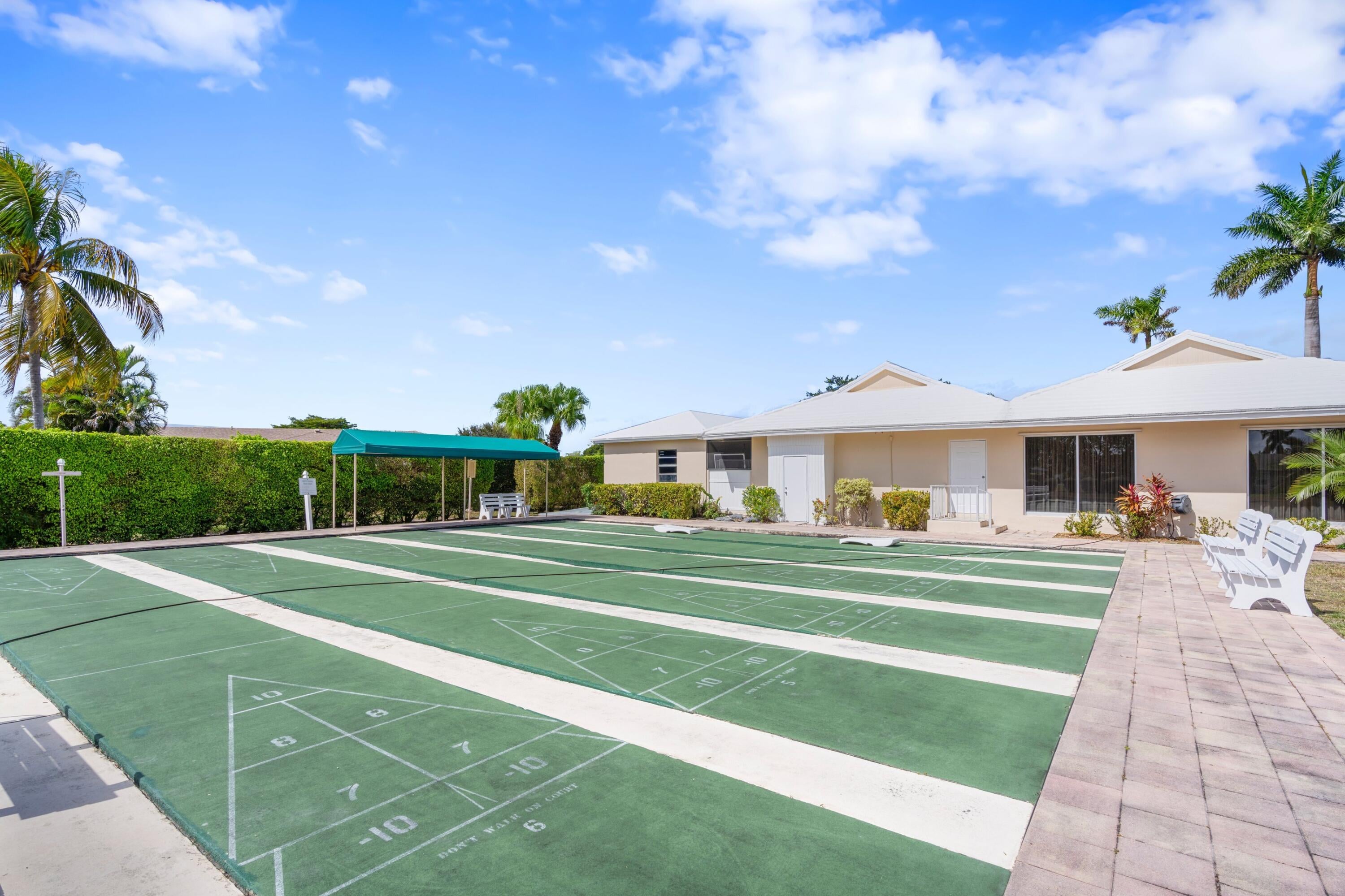 Boca Lakes shuffleboard courts beside the clubhouse