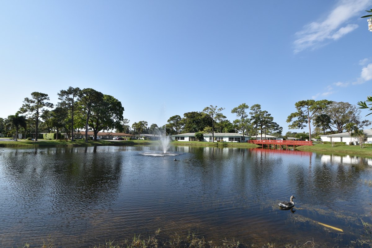 Bridgeview lake and fountain