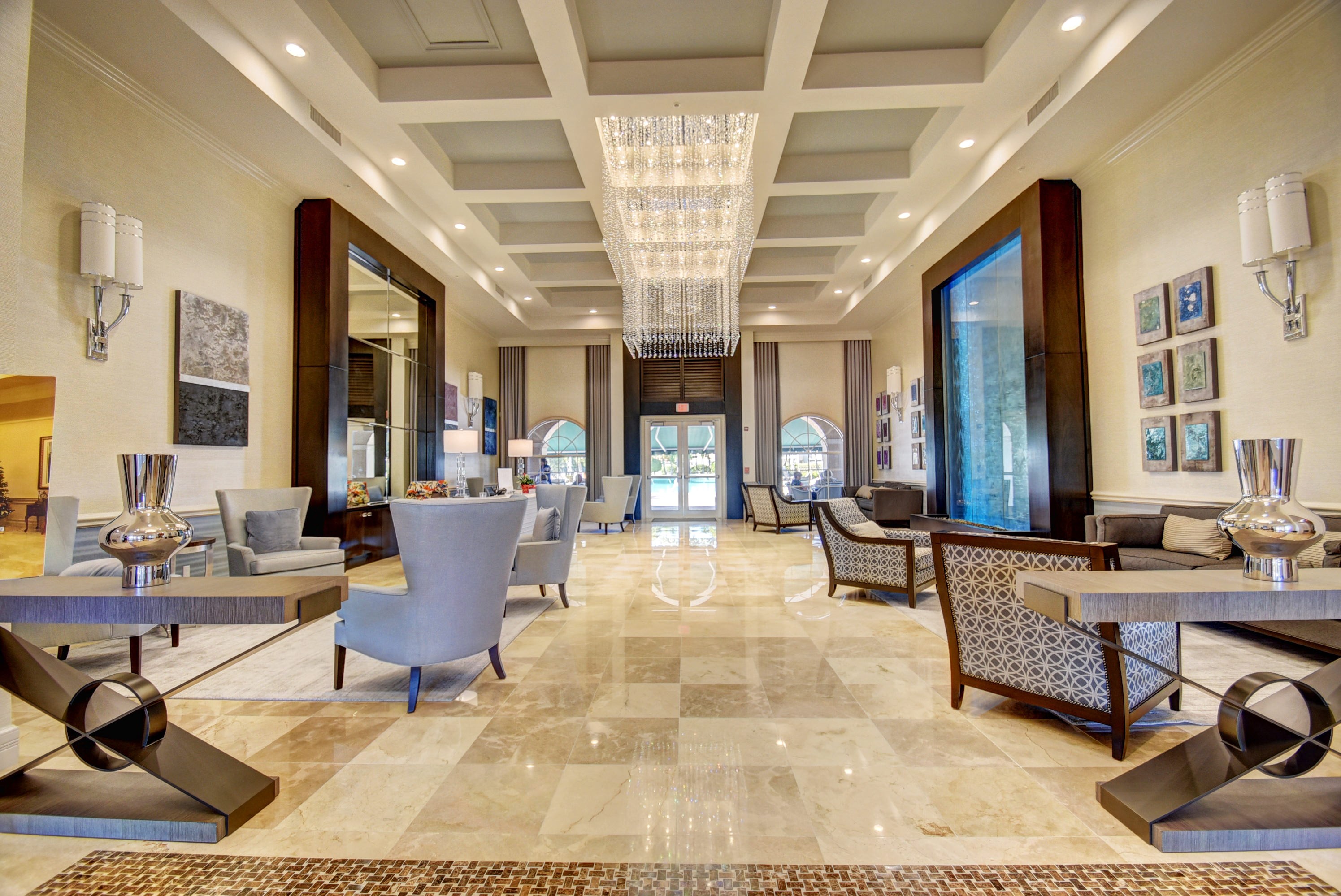 Lobby at The Cascades clubhouse in Boynton Beach