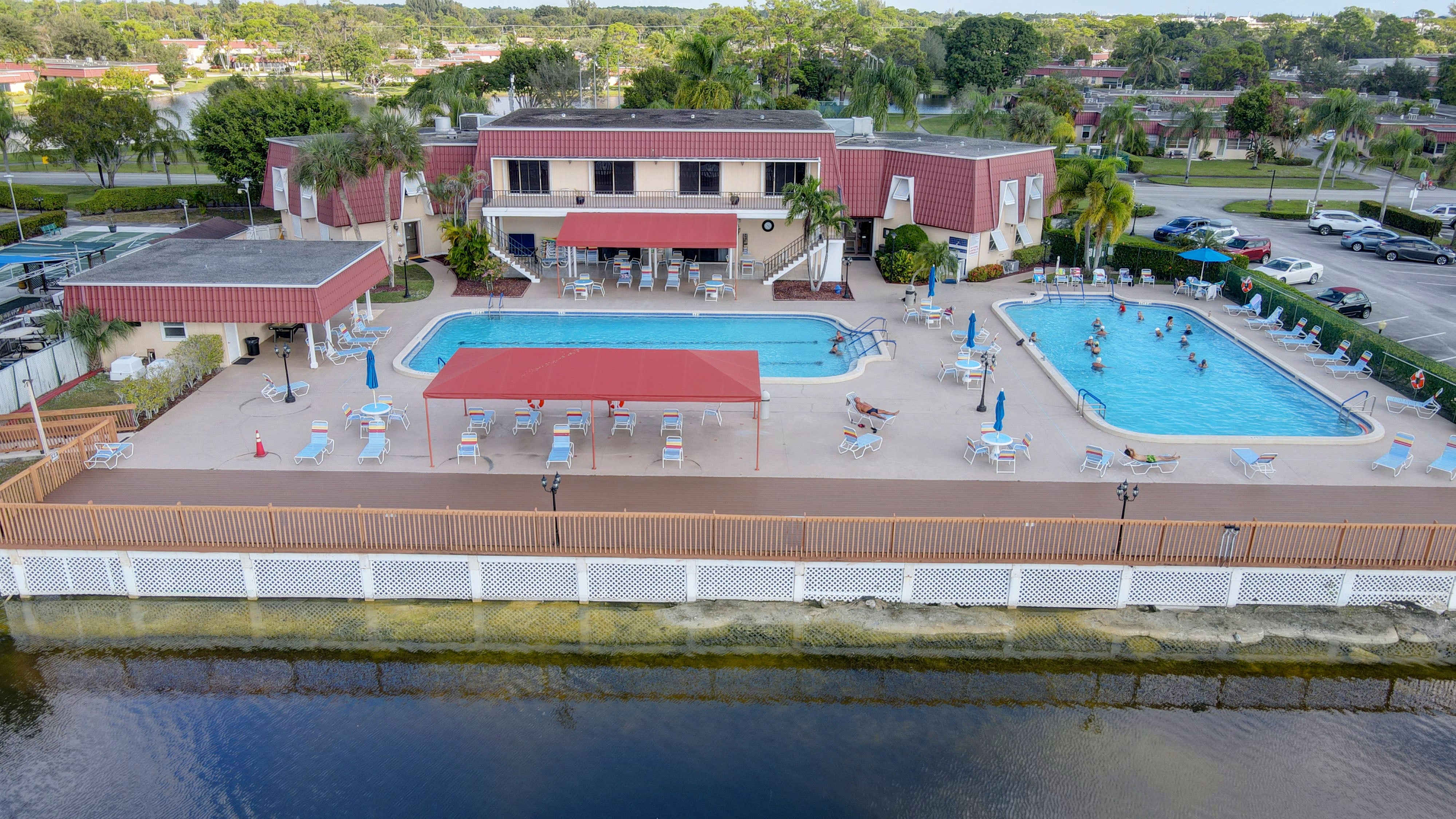 Clubhouse and pool at Covered Bridge