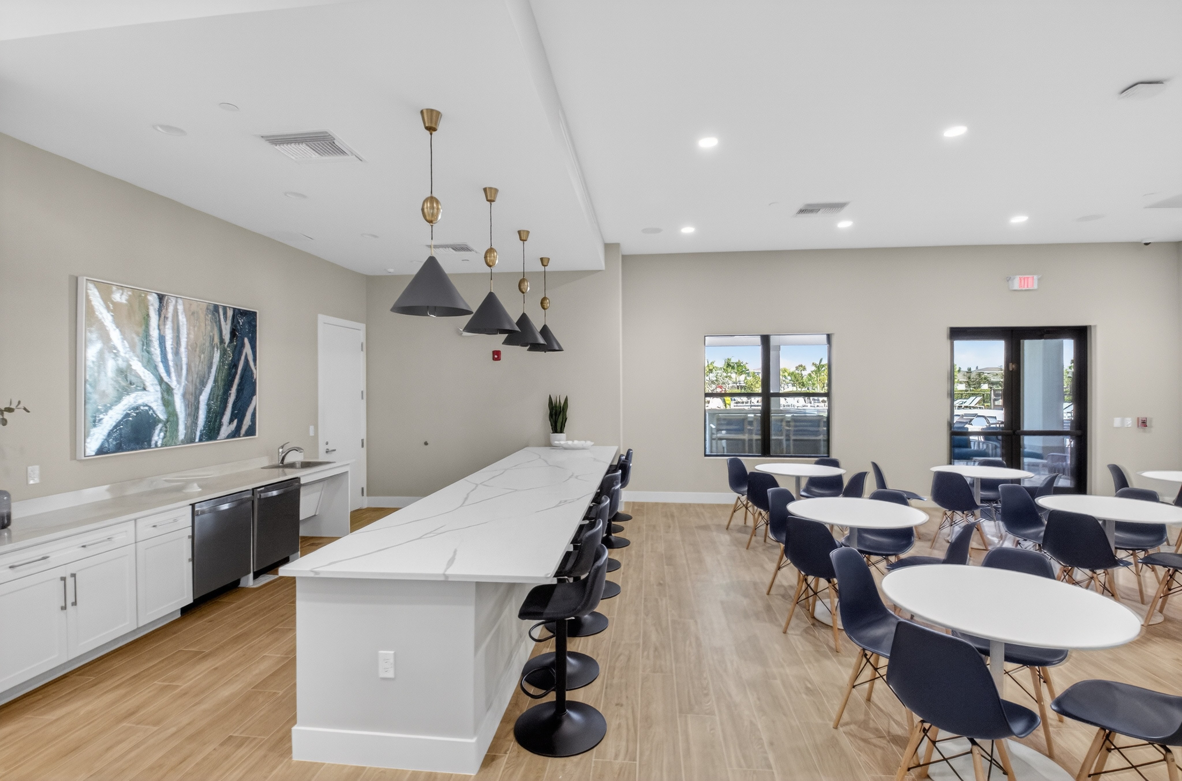 Social room at Delray Trails clubhouse