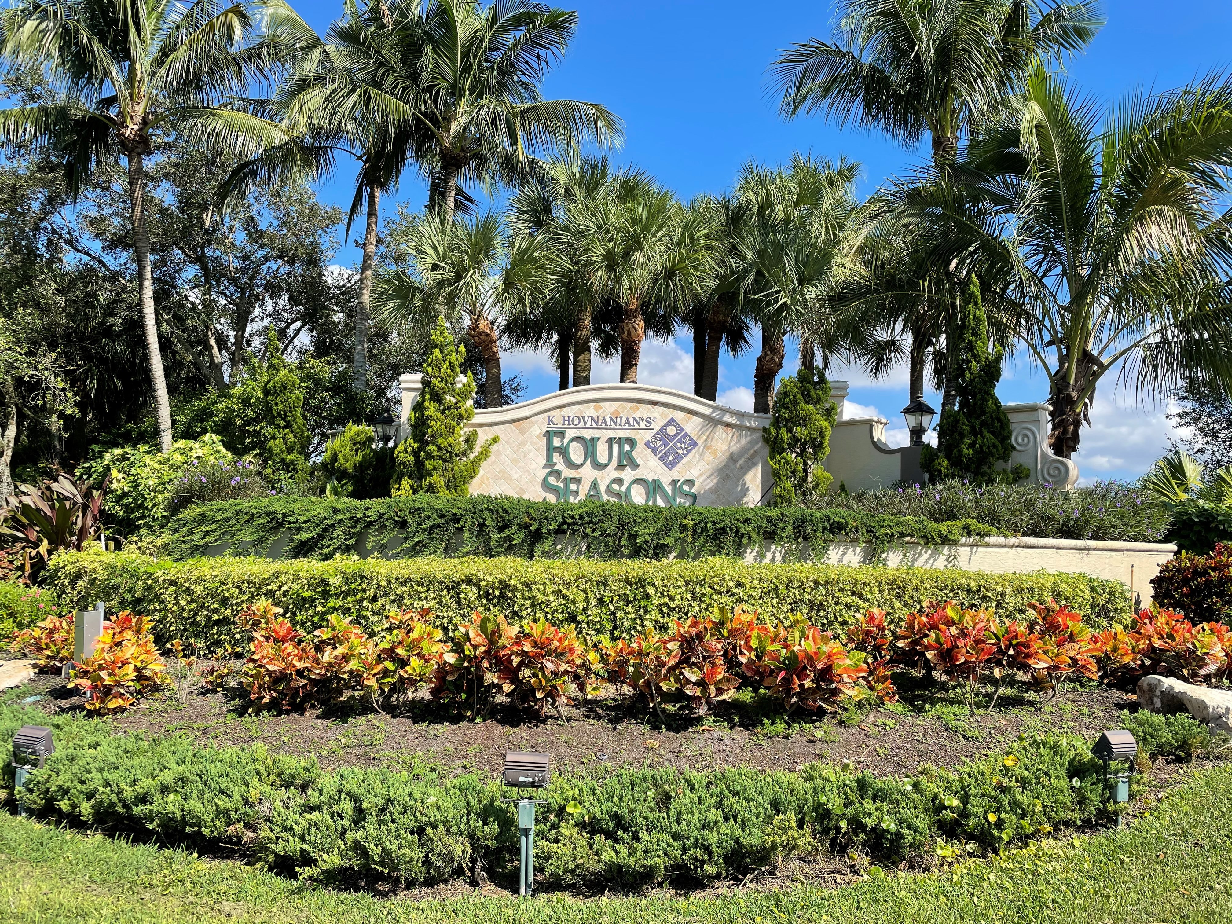 Landscaped Four Seasons at Delray Beach entrance sign