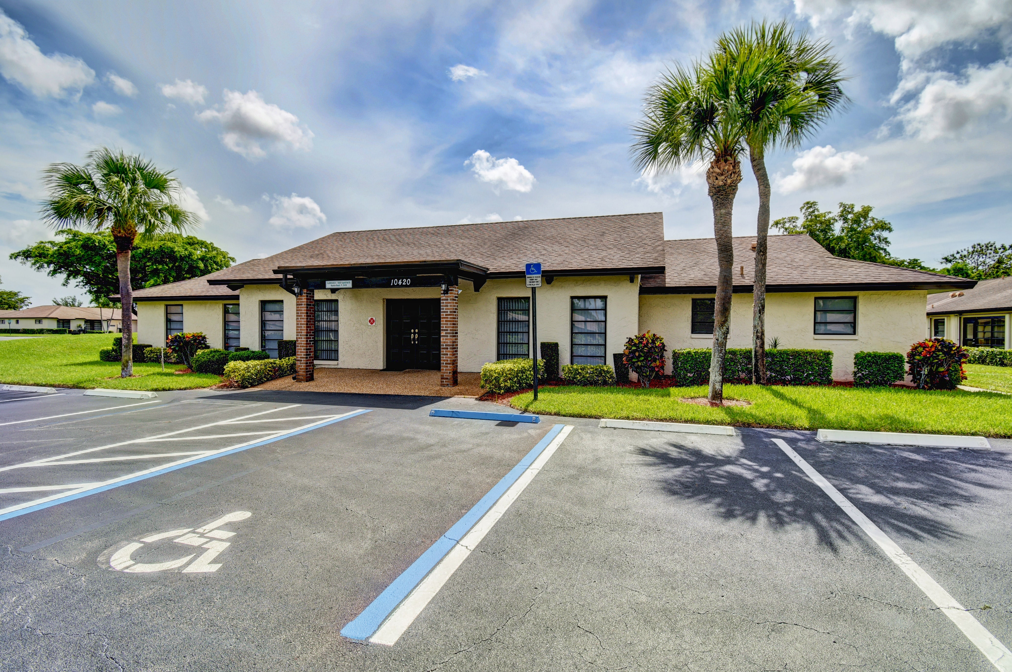 Greentree Villas clubhouse exterior in Boynton Beach