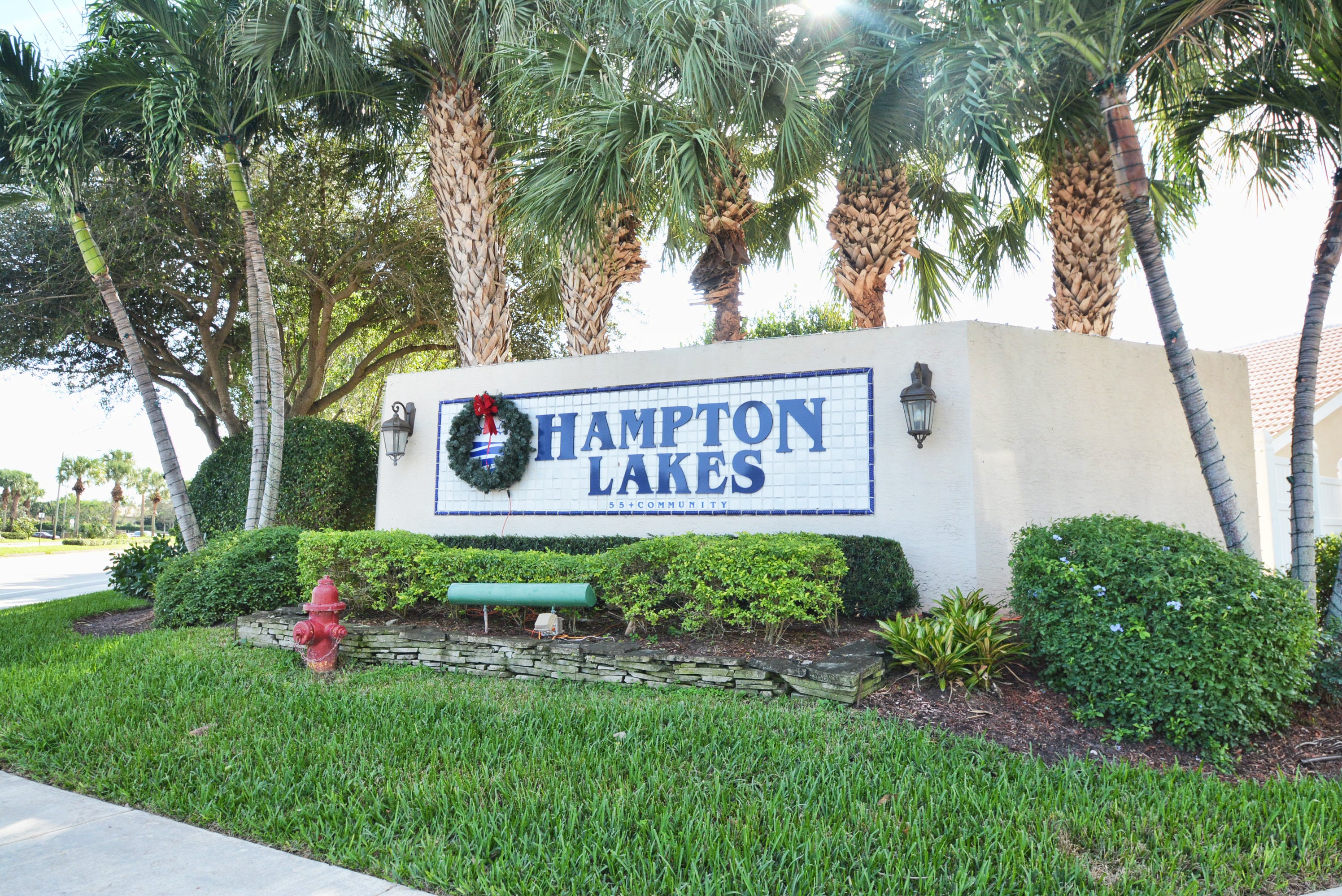 Hampton Lakes community entrance sign in Boynton Beach