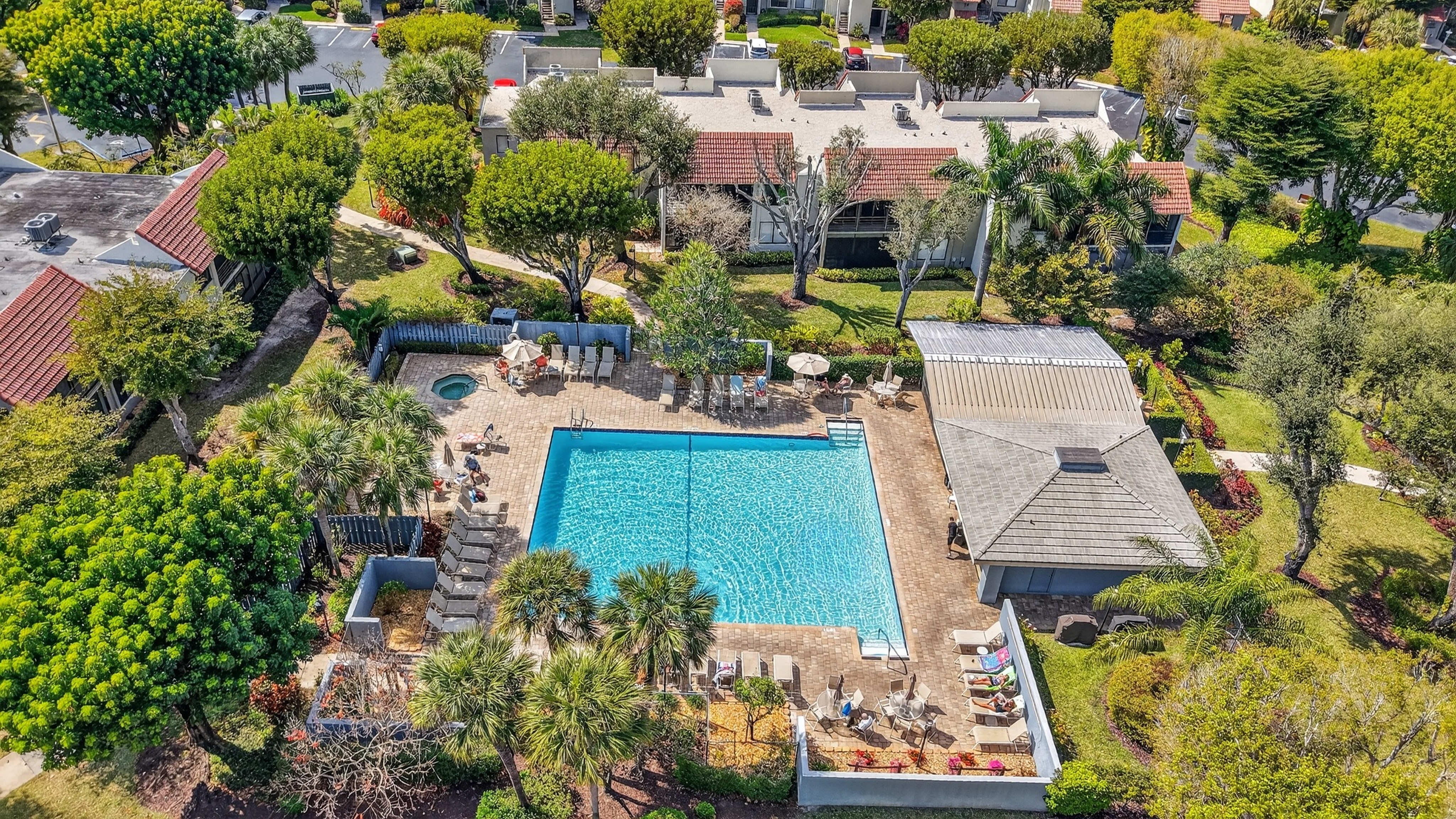 Aerial view of the Indian Spring pool and club setting