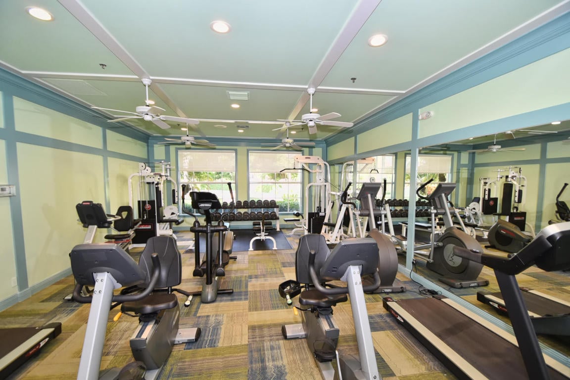 Fitness center inside a South Florida active-adult community clubhouse