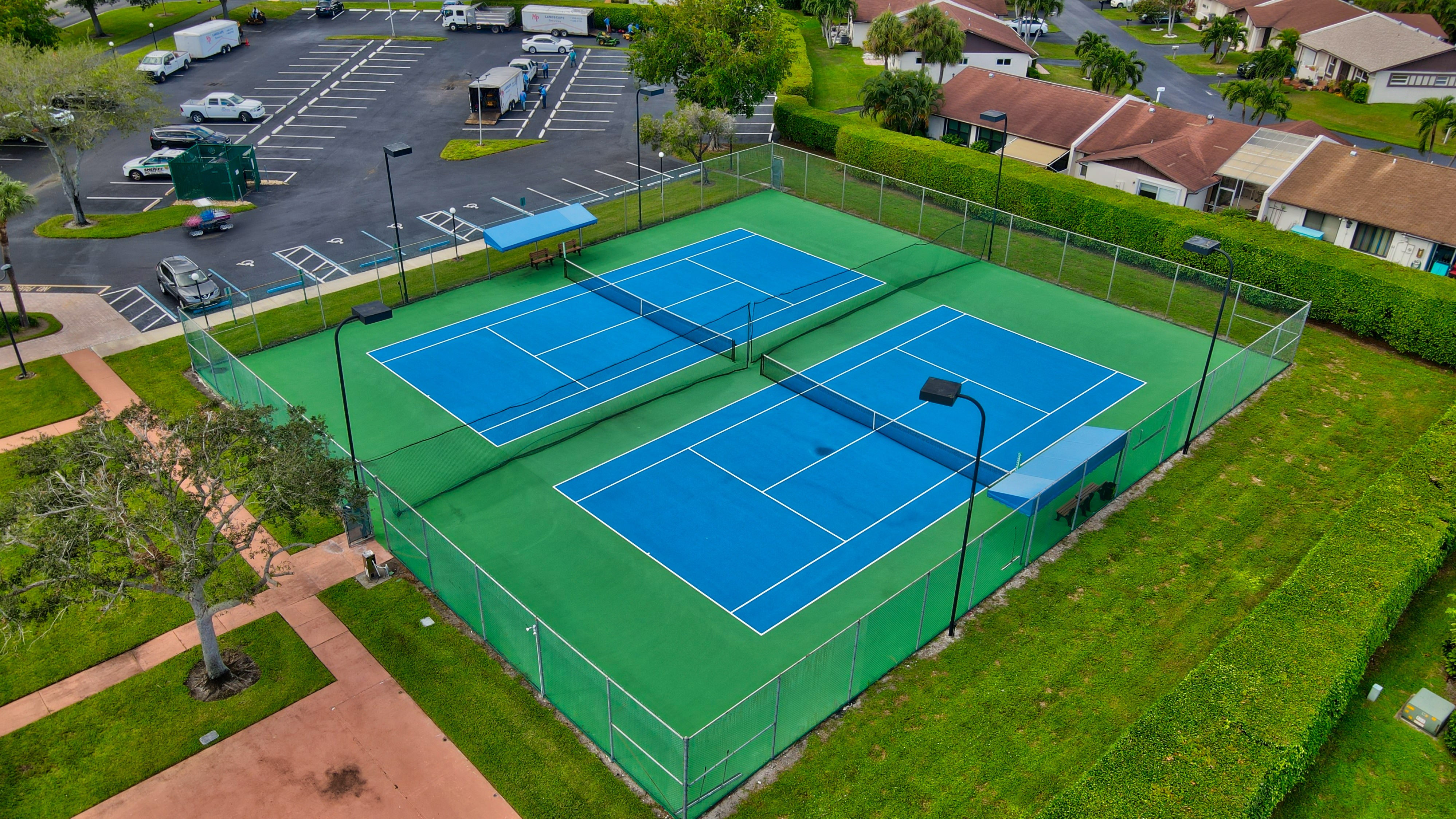 Aerial view of the Las Verdes tennis courts