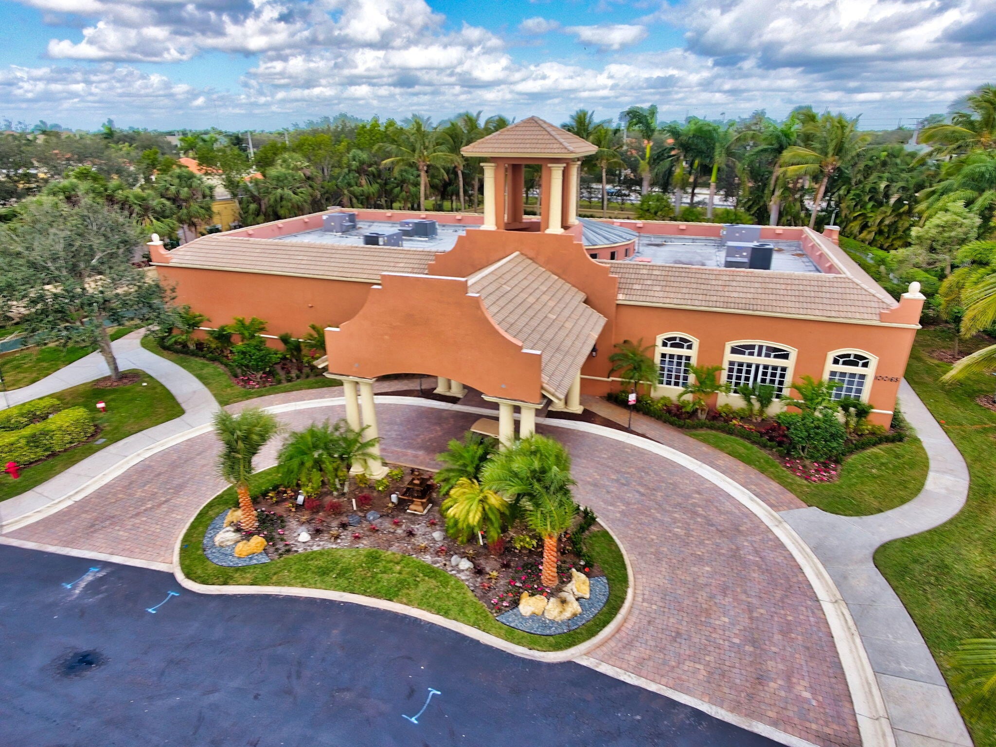 Aerial view of the Mizner Falls clubhouse in Boynton Beach