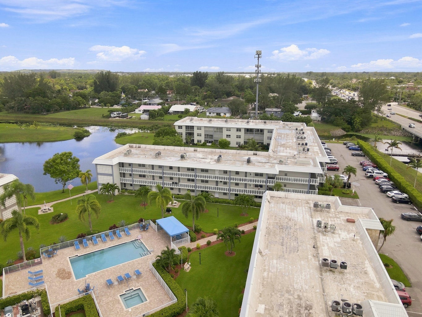 Aerial view of Sandalfoot South buildings and surrounding green space