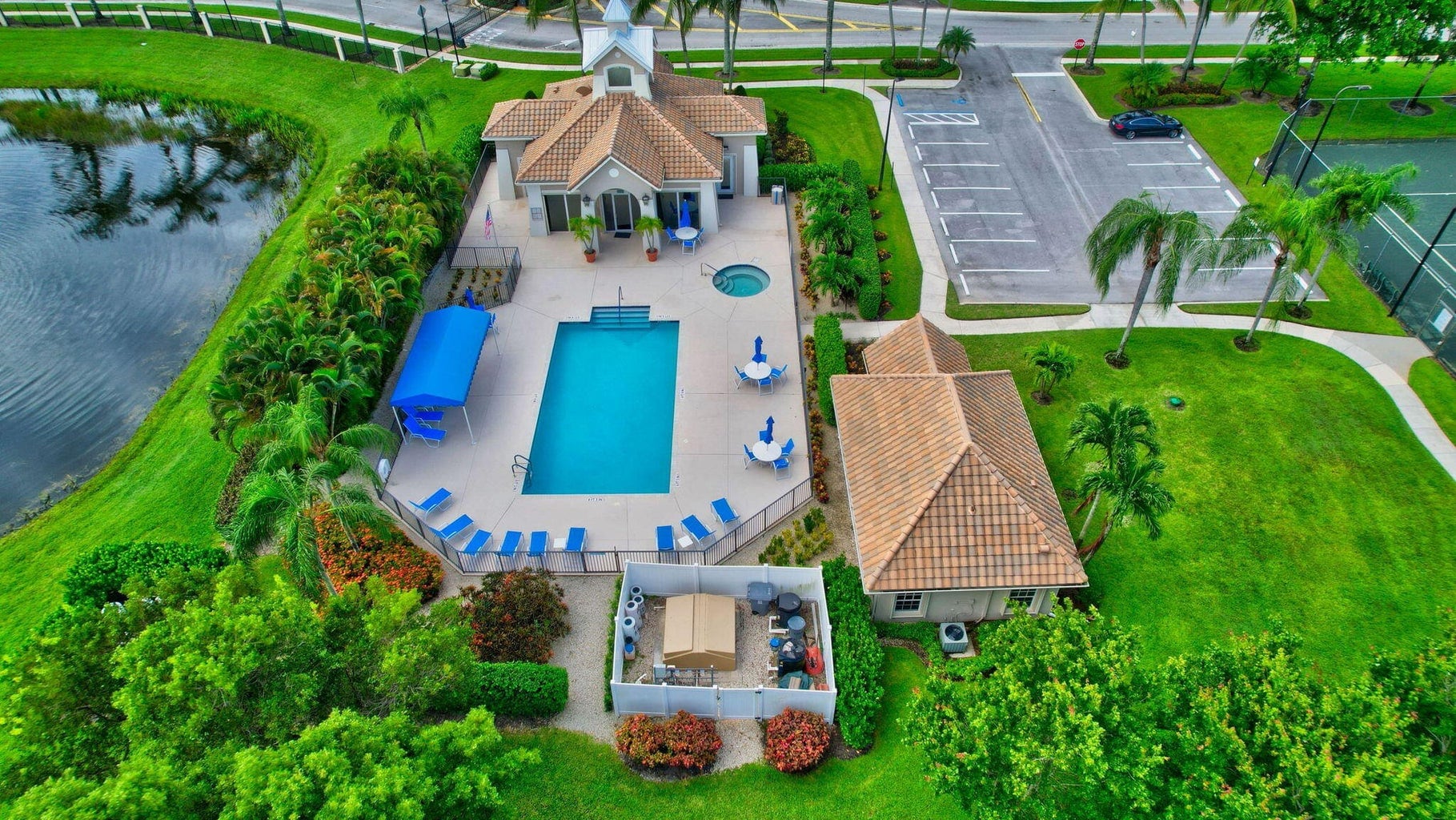 Aerial pool view at Sandhurst
