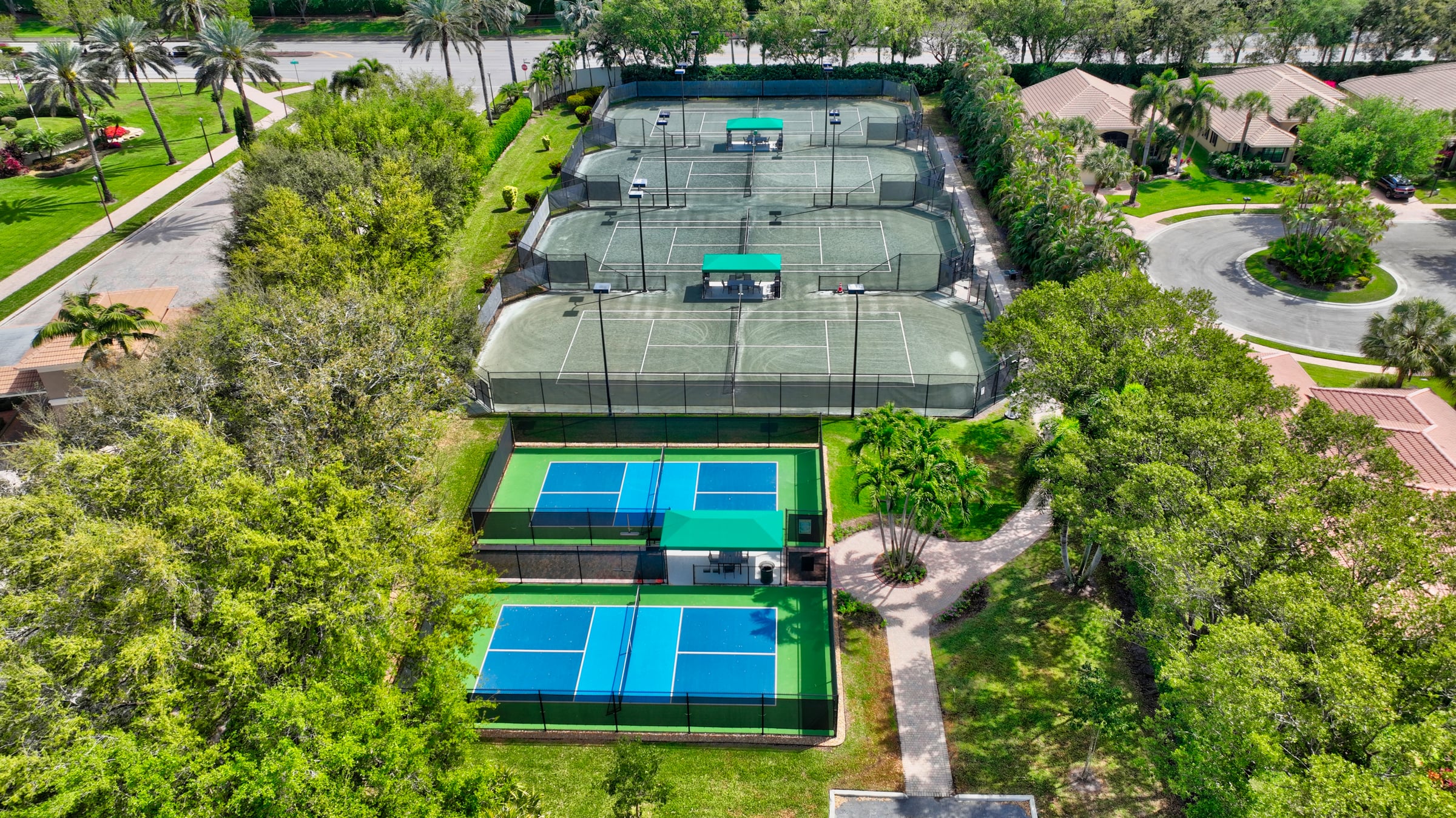 Aerial view of tennis courts at Tivoli Reserve