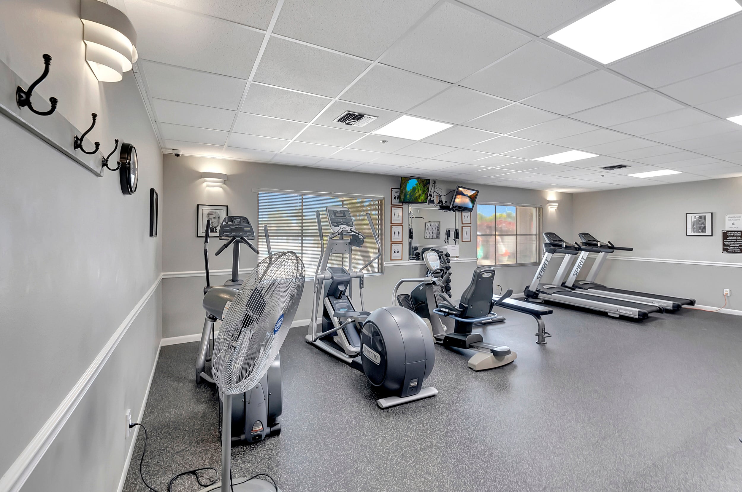 Fitness equipment in the Town Villas clubhouse