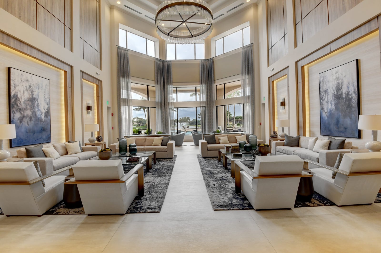 Clubhouse lounge seating at Valencia Pointe in Boynton Beach