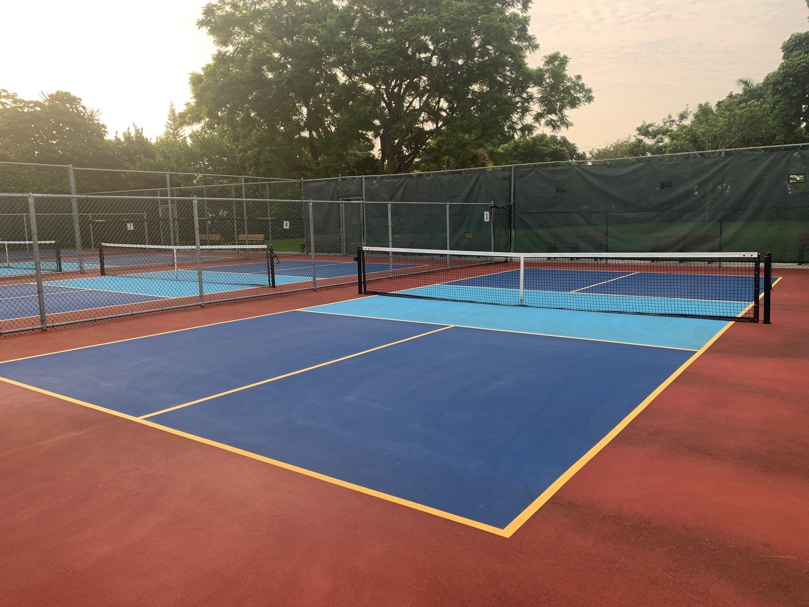 Blue and red pickleball courts at Wynmoor