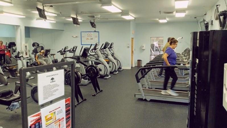 Exercise equipment inside the Wynmoor fitness center