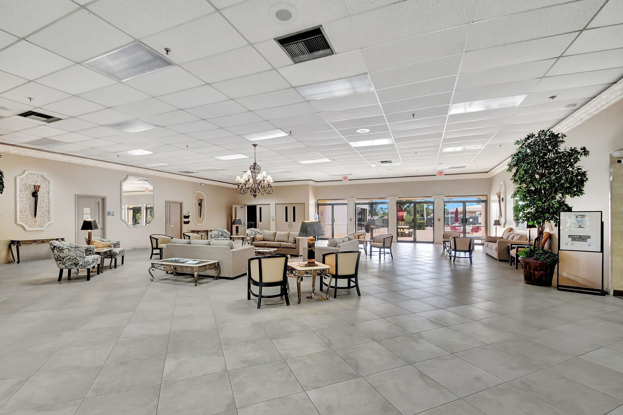 Bright resident lounge inside the Lucerne Lakes clubhouse