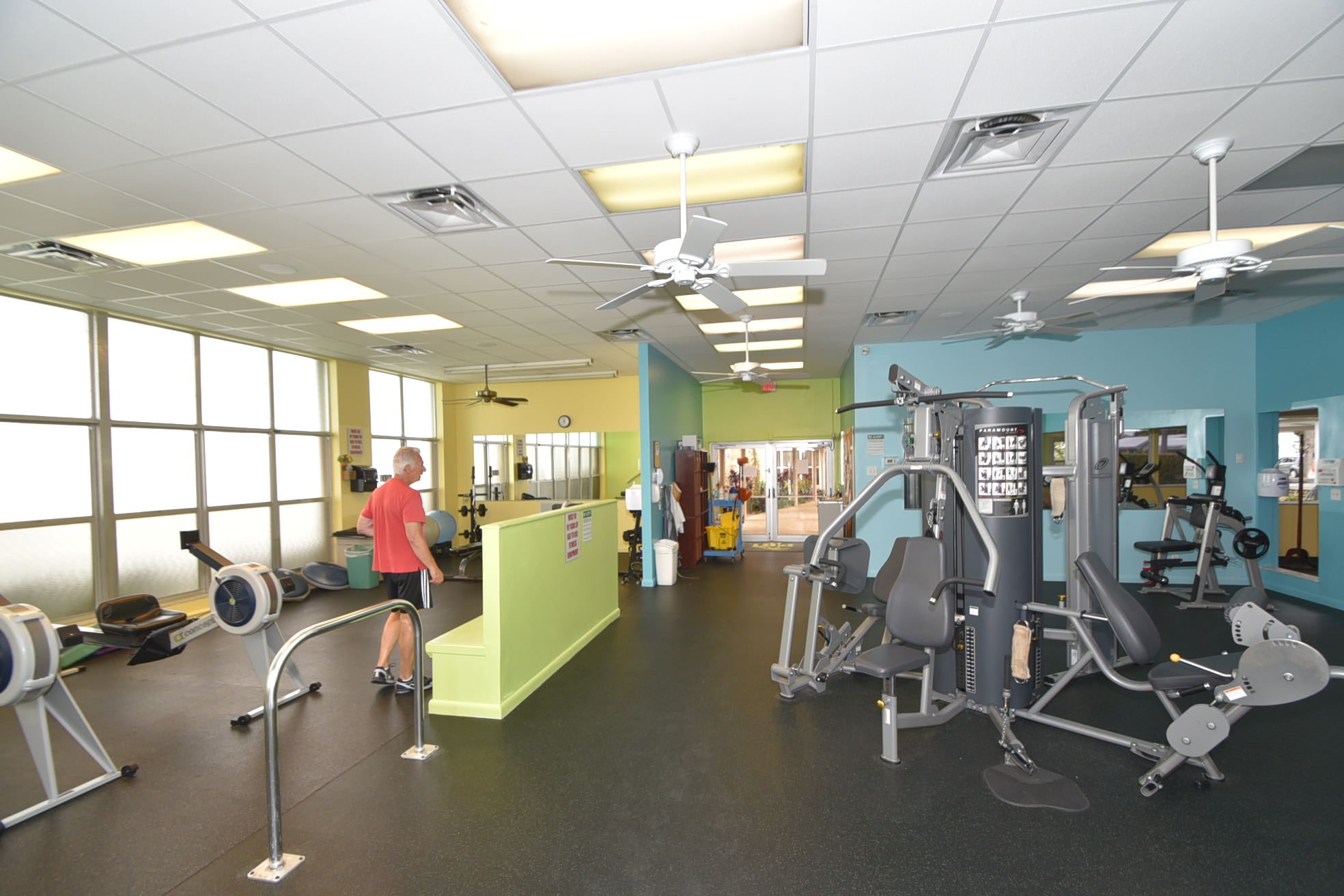 Palm Beach Leisureville fitness center with strength and cardio equipment