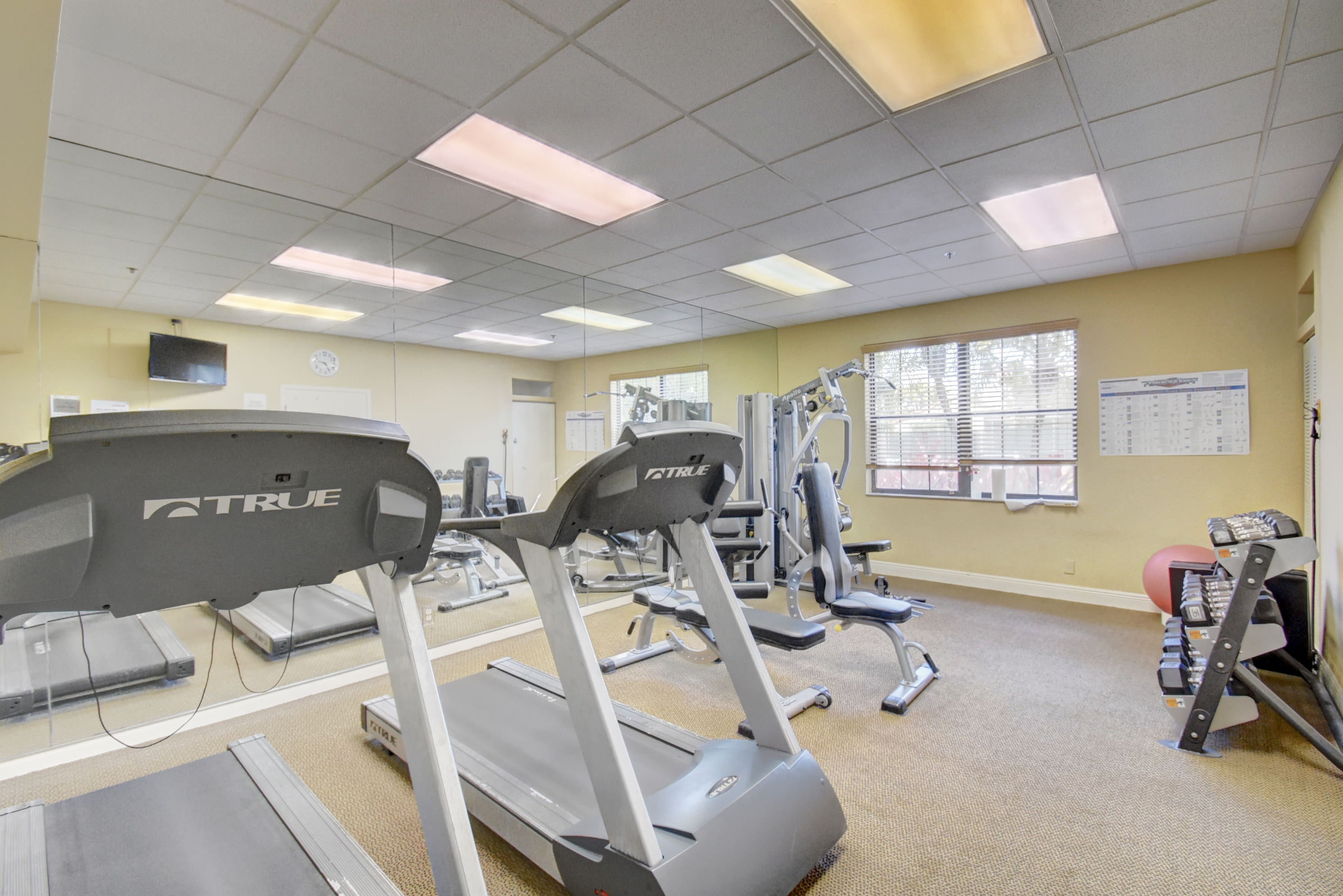Palm Chase Lakes fitness center with cardio and strength-training equipment