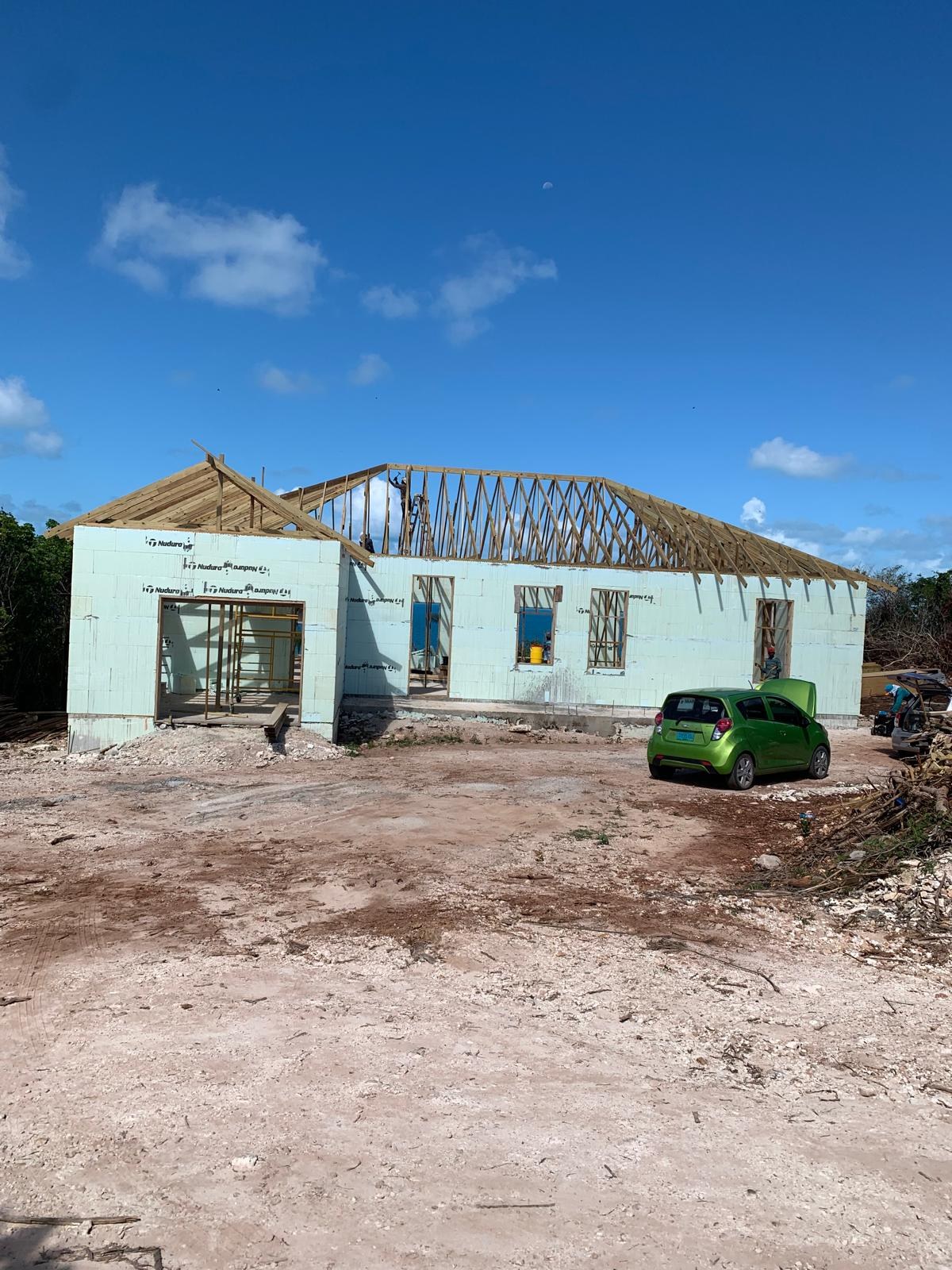 Roof framing over an ICF structure.