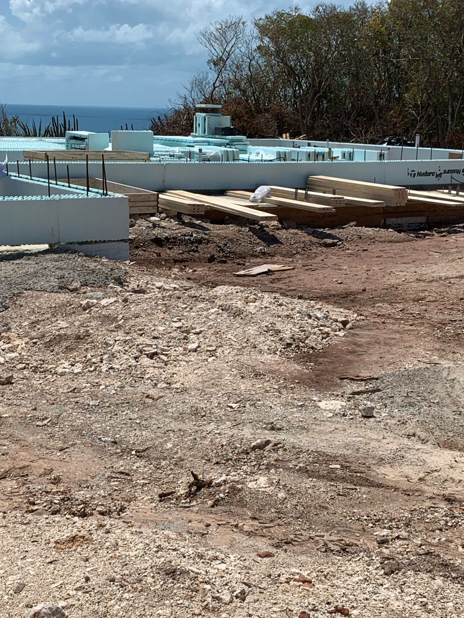 Insulated concrete form work in progress.
