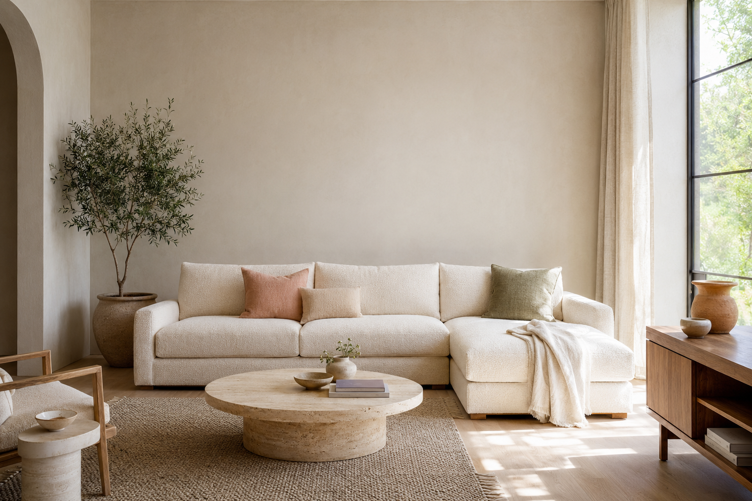 The same living room wall before artwork is added