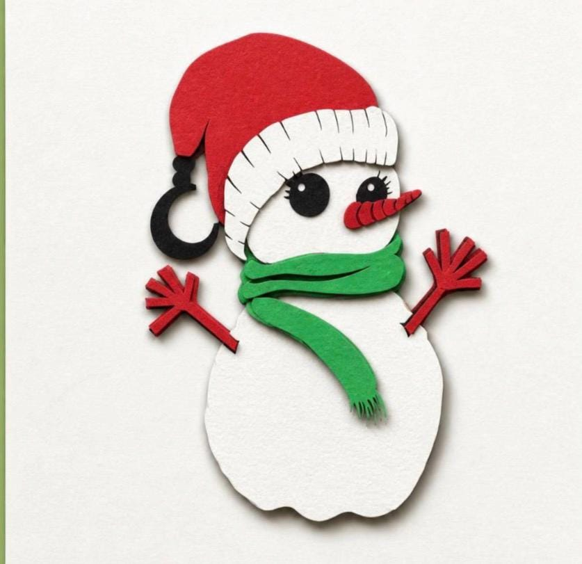 Santa Hat Snowman Die Cut, view 3