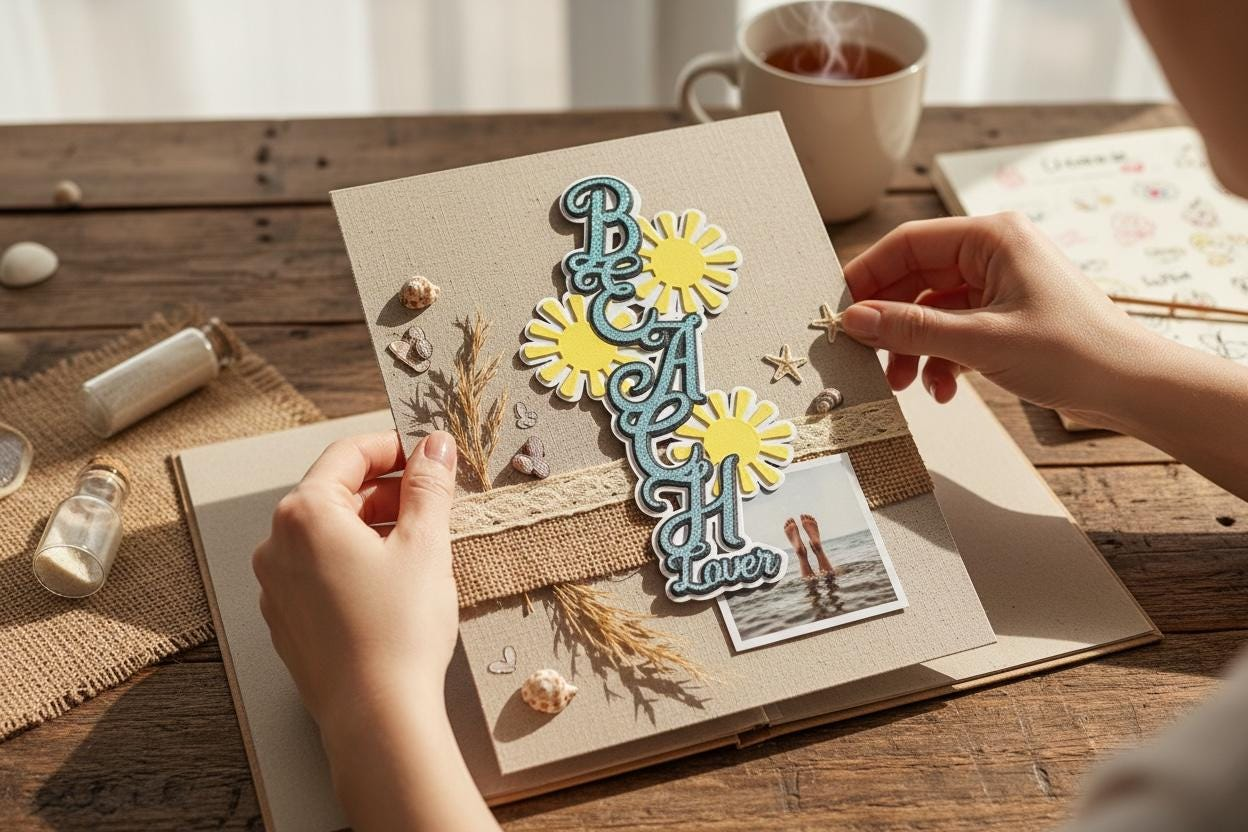 Beach Lover Layout Title, Tropical Scrapbook Embellishment, view 3