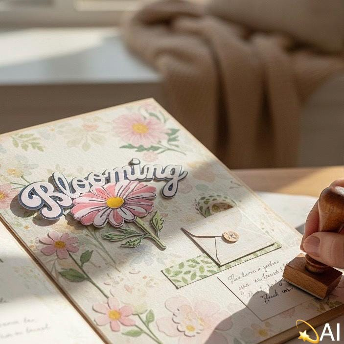 Flower Blooming Title Die Cut, view 2