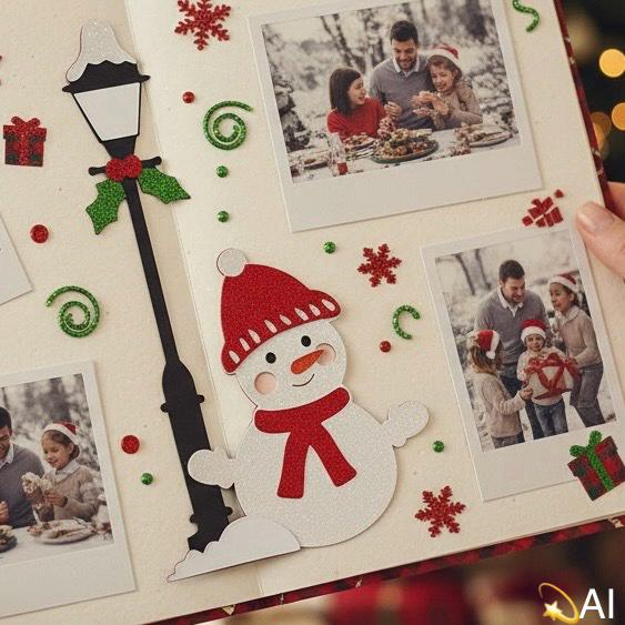 Snowman & Lamppost Die Cut, Winter, view 2