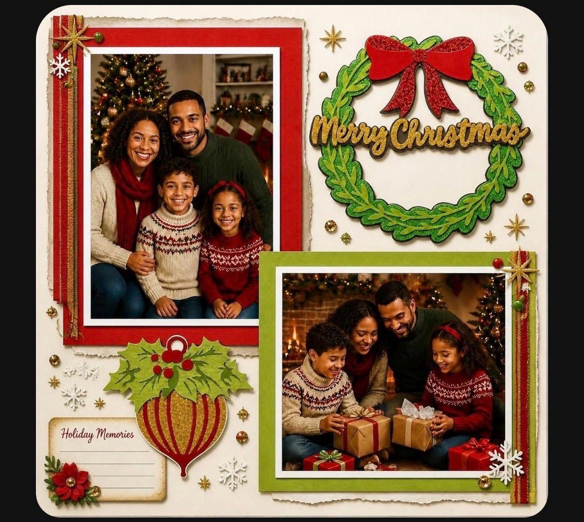 and mats, Premade Christmas Scrapbook Kit, view 3