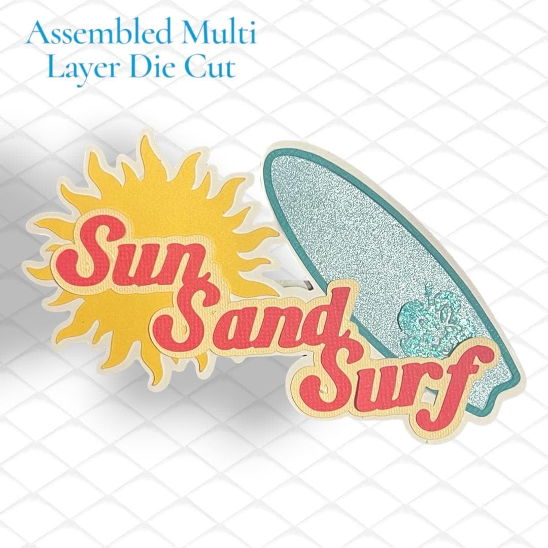 Scrapbook Embellishment, Assembled Sun Sand Surf Layout Beach Title