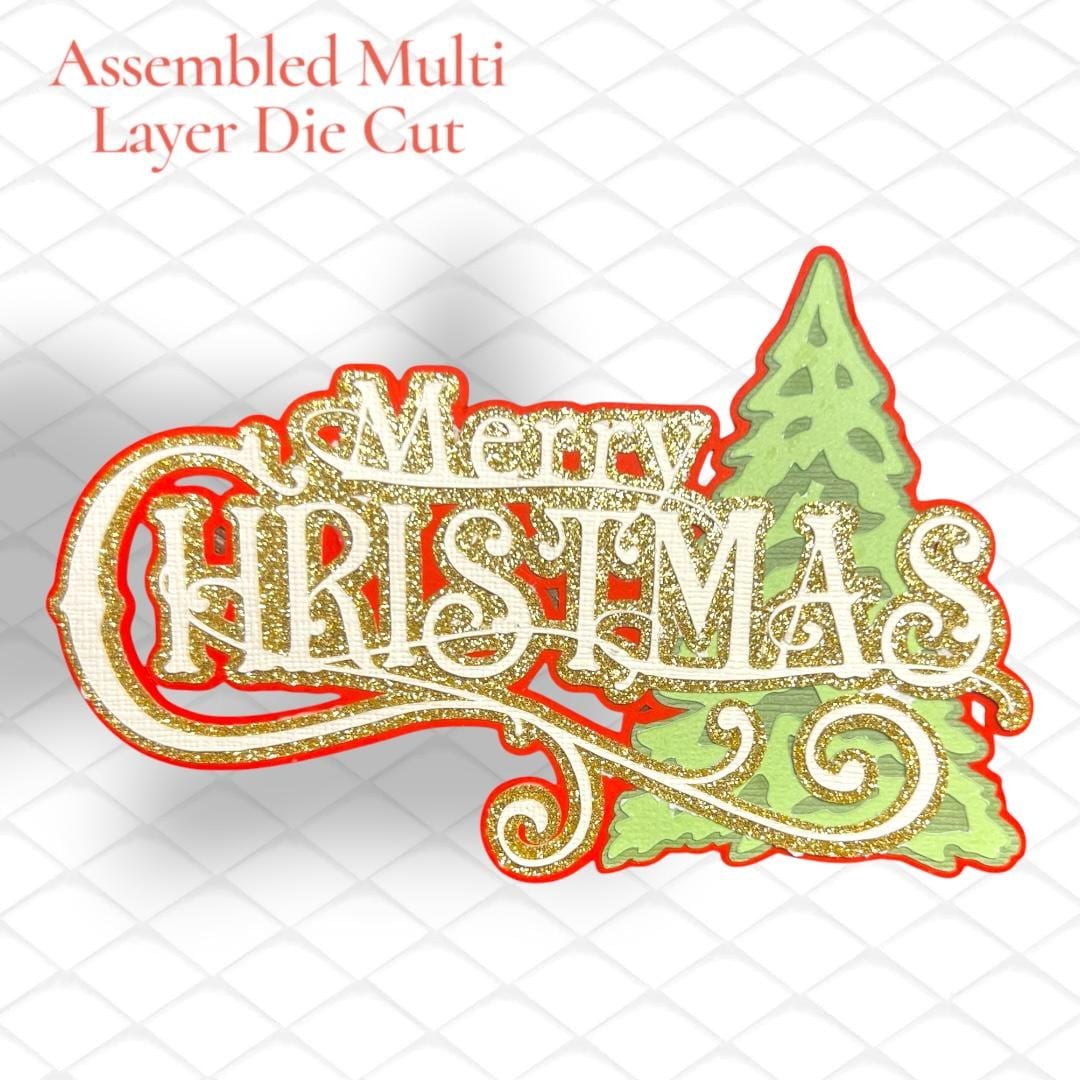 Scrapbook Embellishment, Assembled Merry Christmas Scrapbook Title,