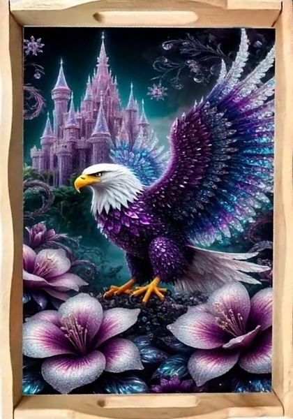 Amethyst Wings diamond art decorative tray design