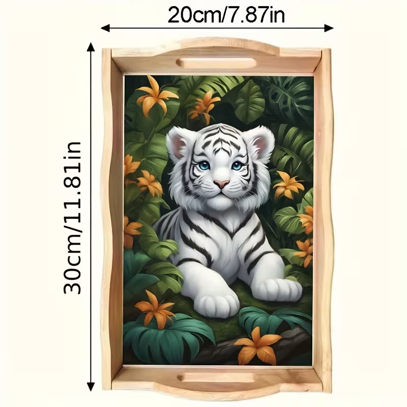 Snowdrop Tiger Cub diamond art decorative tray design