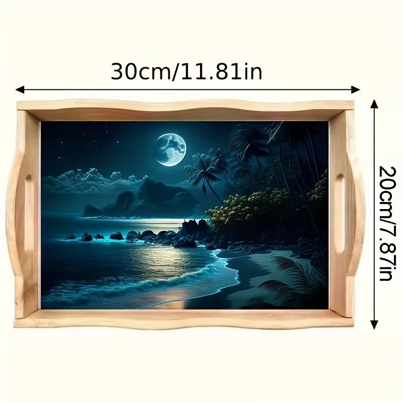 Moonlight on the Shore diamond art decorative tray design