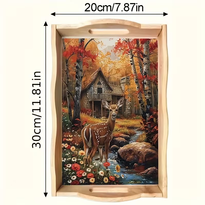 The Deerkeeper’s Cottage diamond art decorative tray design