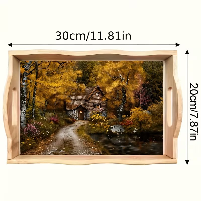A peaceful cabin along an autumn woodland path