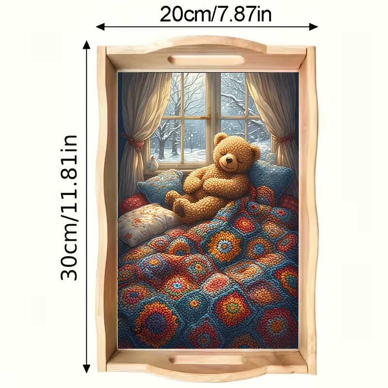 Rainy Window Snuggles diamond art decorative tray design