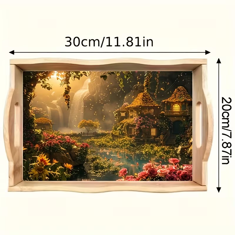 Lanternwood Village diamond art decorative tray design