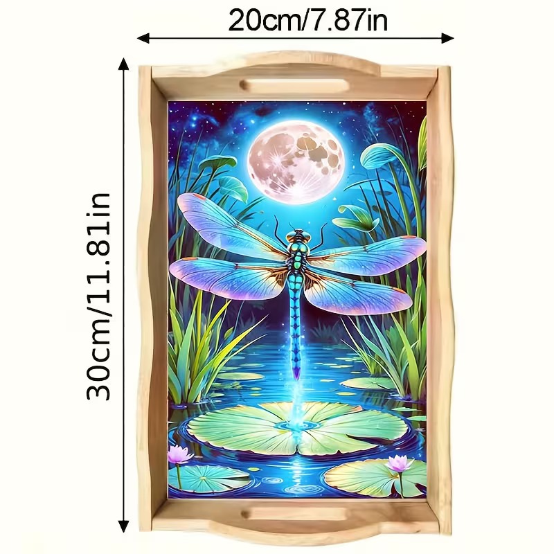 Dragonfly Moon Dance diamond art decorative tray design