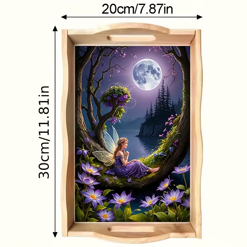 The Moonlit Forest Fairy diamond art decorative tray design