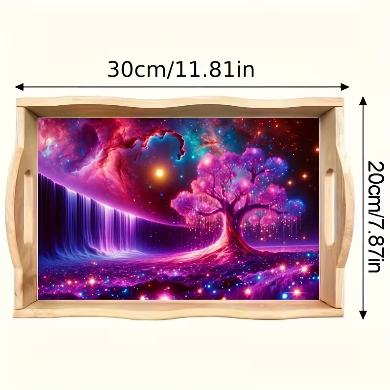 Starlit Rose Falls diamond art decorative tray design