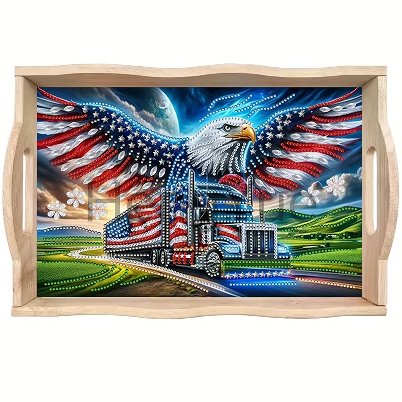 Freedom on the Open Road diamond art decorative tray design