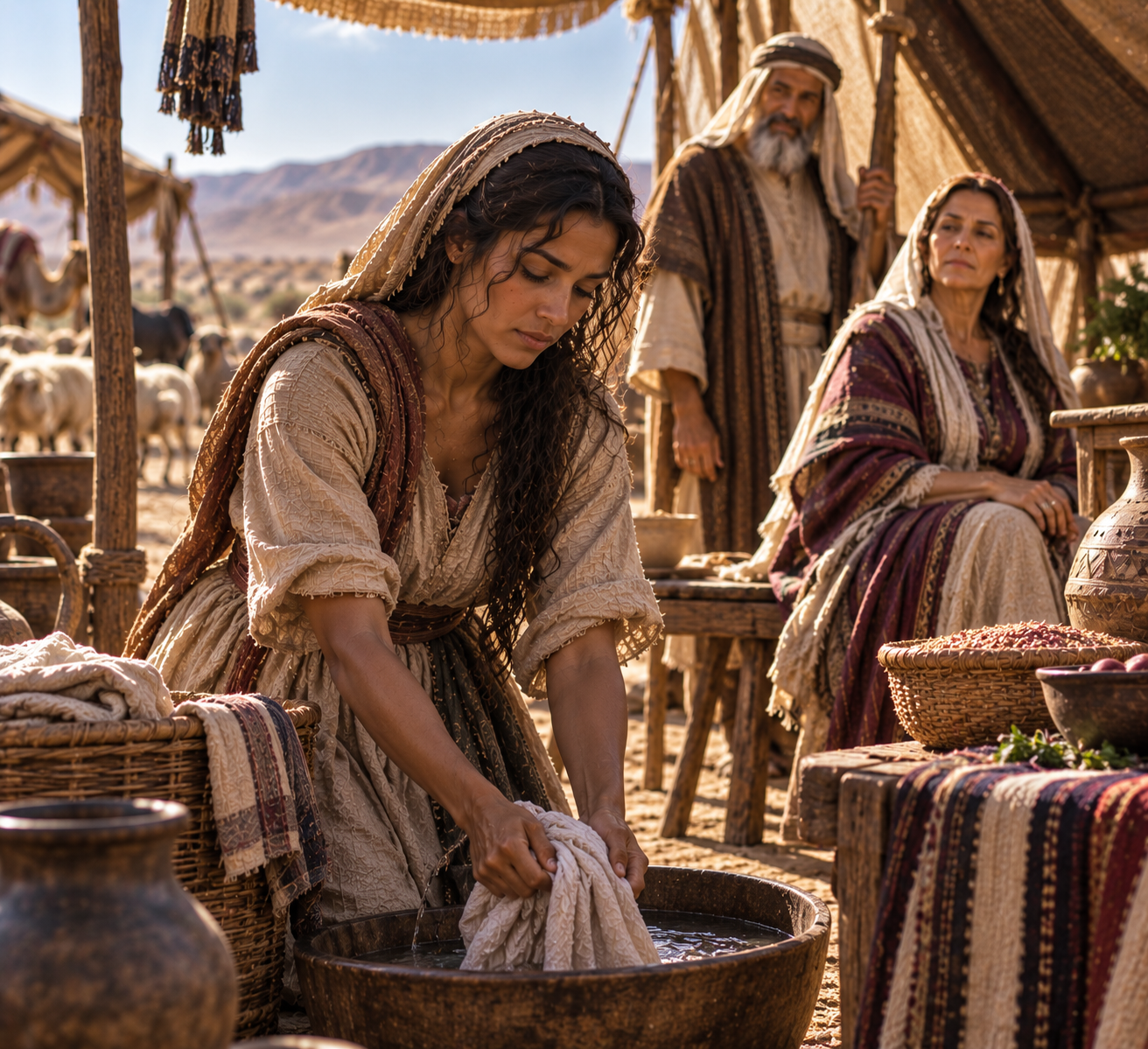 Hagar at work in Sarah's household