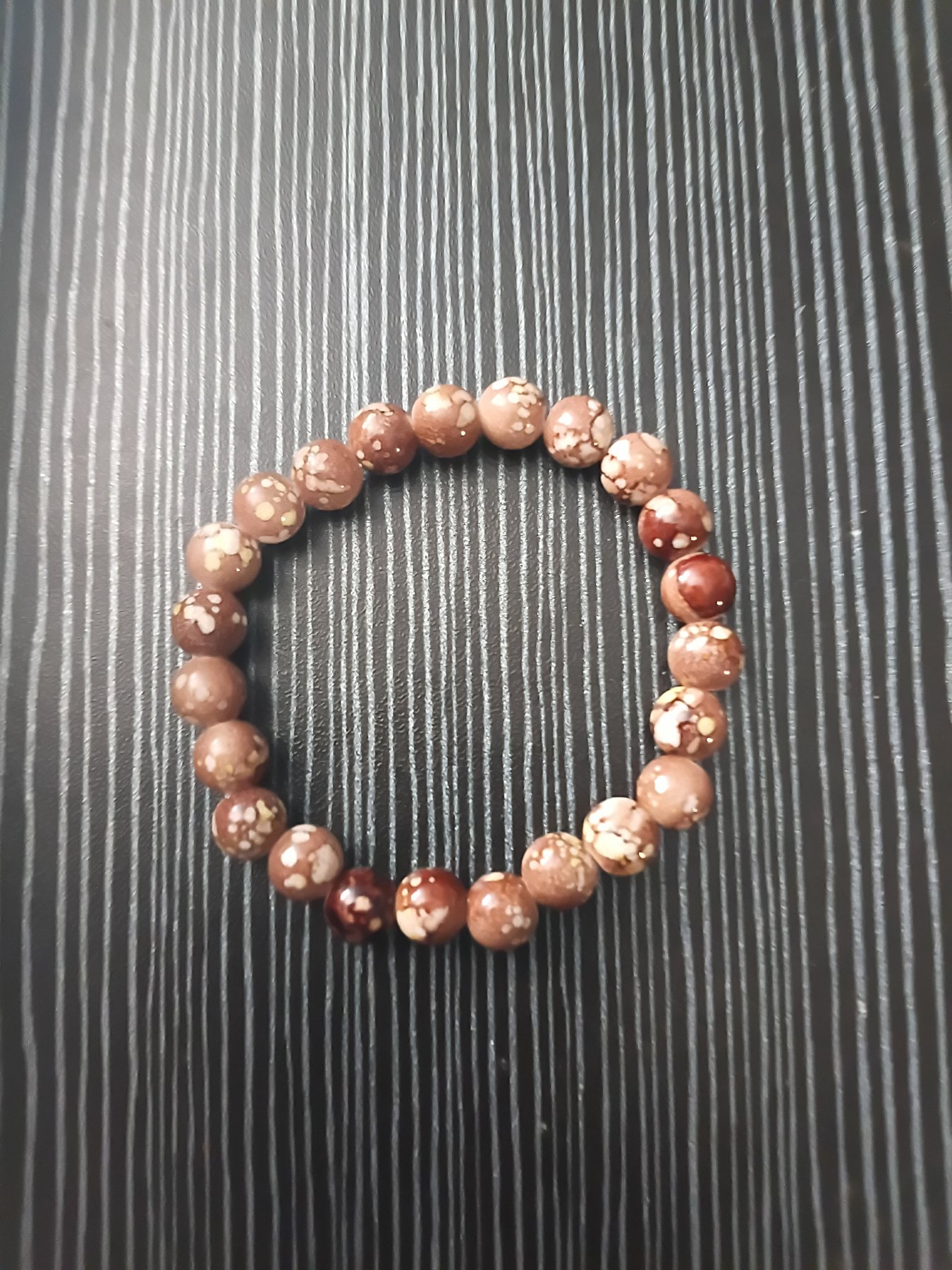 Brown and cream floral beaded bracelet by Triple Trouble Creations