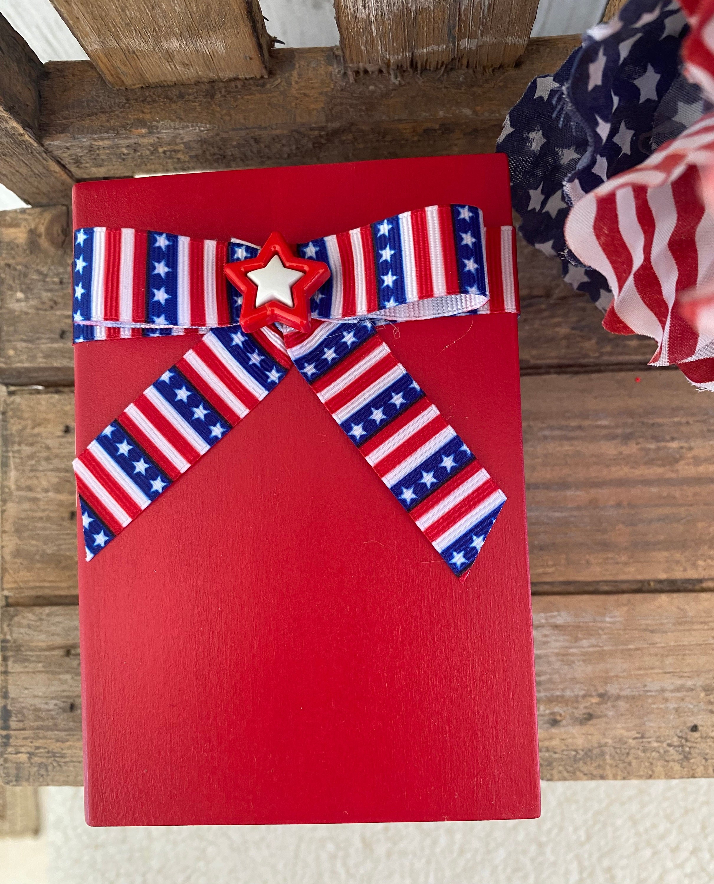 4th of July Tiered Tray Decor: Patriotic Mini Book Stack, Shelf Sitter, detail 2