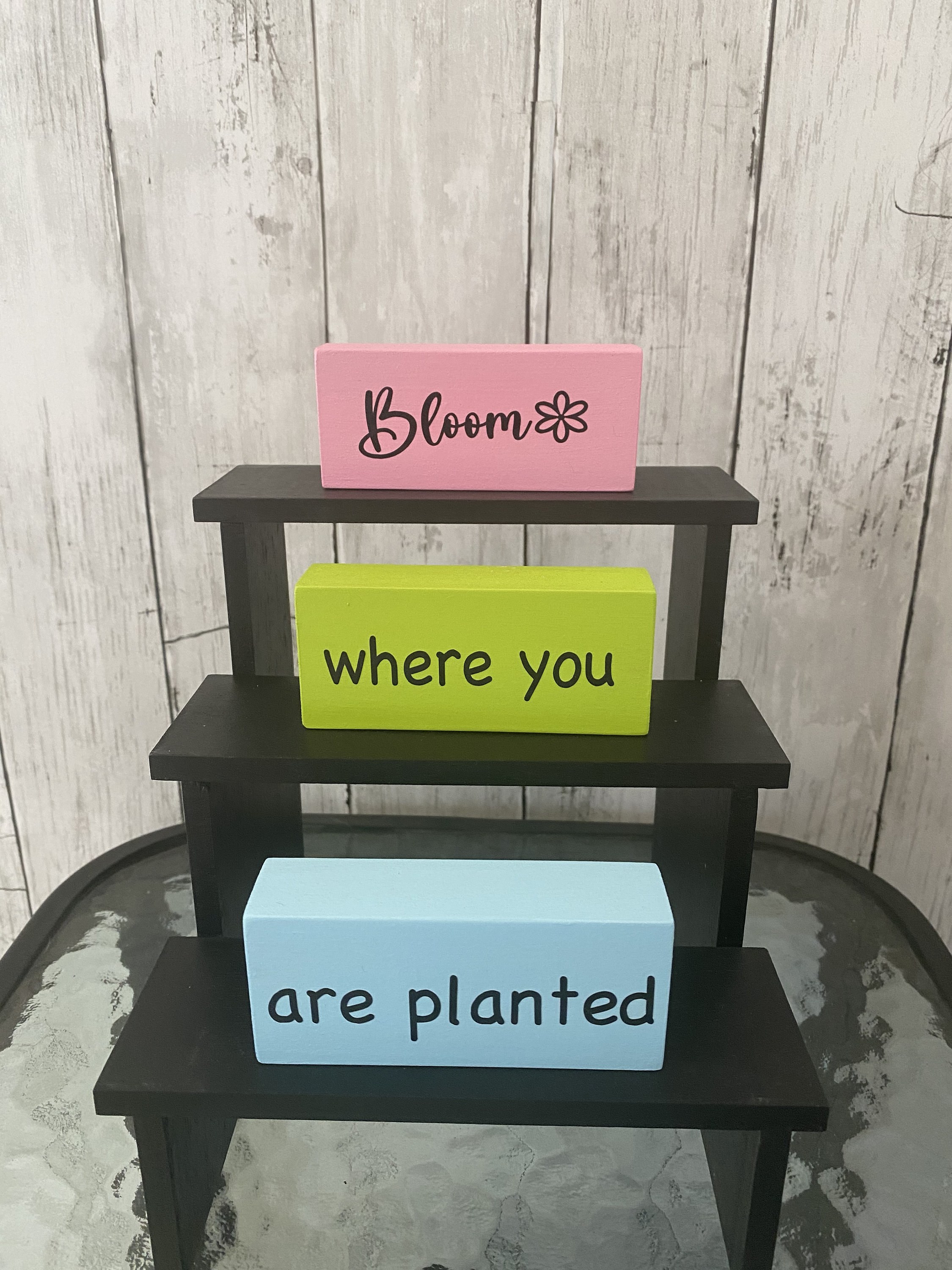 Bloom Where You Are Planted Stacking Blocks, Spring Decor, detail 2